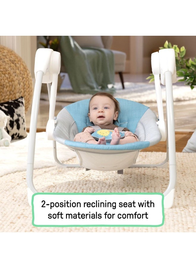 ingenuity إنجينيتي - أرجوحة الأطفال المحمولة مع مظلة وادي الشمس - أزرق فاتح، من 0 إلى 9 أشهر - Image 4